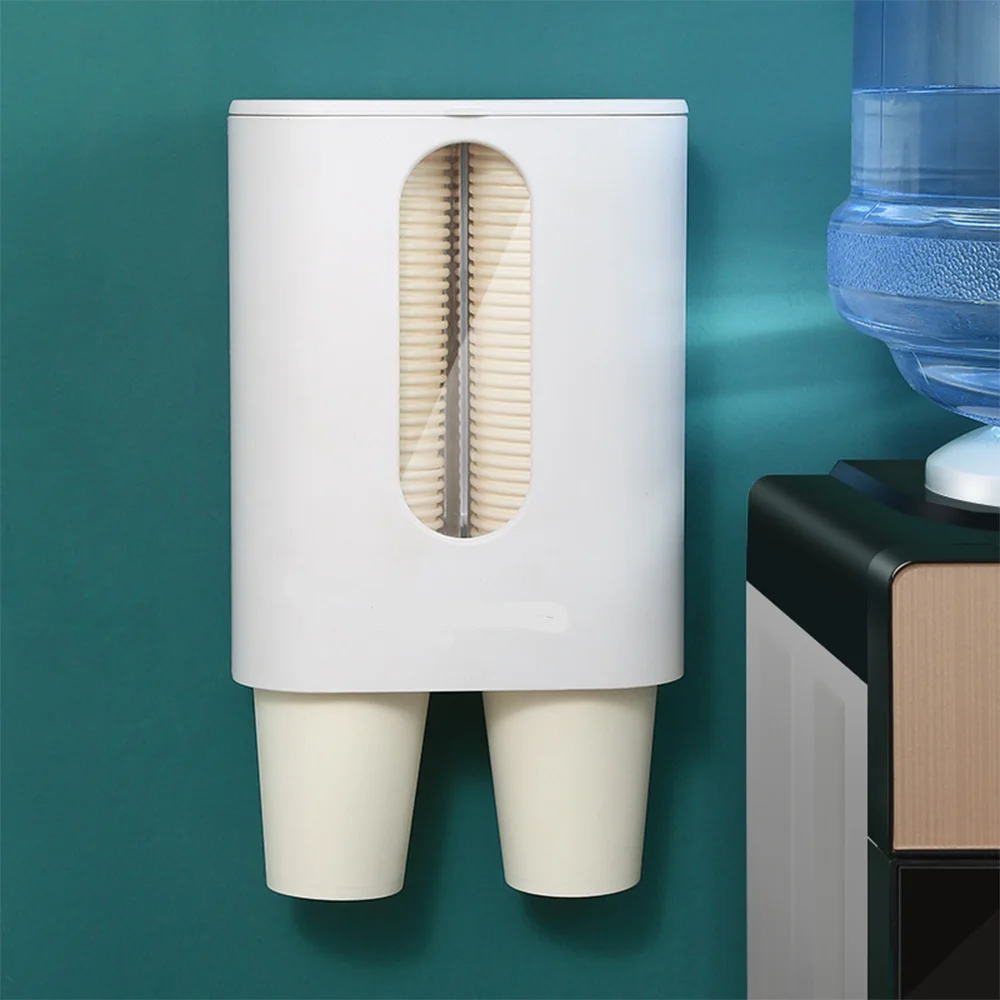 Portavasos desechable, dispensador de vasos para el hogar, dispensador de agua, portavasos a prueba de polvo, tubo montado en la pared, estante de almacenamiento de vasos de papel