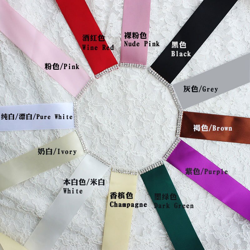 Bridal Crystal Wedding Accessories Satin Dress Belt Ribbon Waistband Sash for Evening Prom Dresses