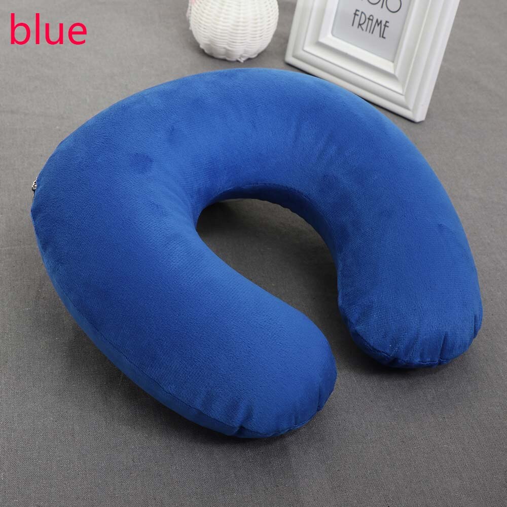 1 PC Geheugen U-vormige Reizen Air Kussen Nek Ondersteuning Head Rest Kussen Comfortabele Kussens Voor reizen/dagelijks ontspannen: Blue