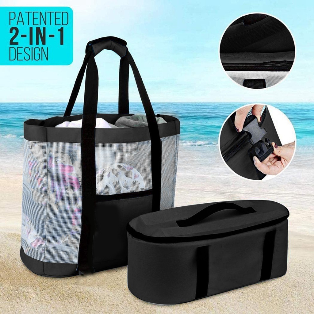 Draagbare Outdoor Picknick Tassen Camping Strand Mesh Tote Tas Met Afneembare Koeltas Verpakking Organisator Outdoor Reizen Opbergtas: D