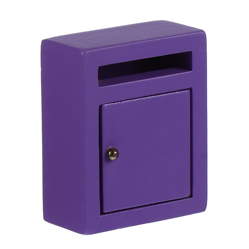 Mini House Simulation Vintage Mailbox Miniature Toy Mini Wooden Furniture: Purple