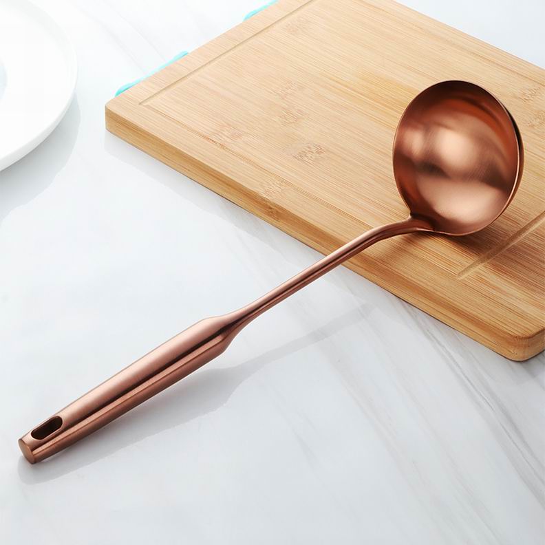 Espátula de acero inoxidable de , utensilios de cocina, cuchara de metal para sopa, juego de espátulas, espátula giratoria para Cocina: 1 Copper Soup Ladle