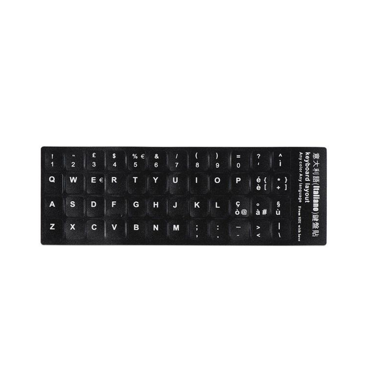 Ryska franska engelska arabiska spanska portugisiska koreanska ukrainska italienska tangentbordsklistermärken för bärbar dator stationär dator: Svart