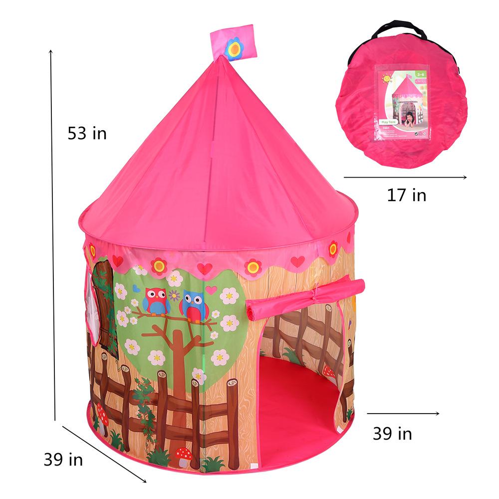 Akitoo 131 Kinderen Tenten Yurts Vogel Hek Marine Ballenbad Kasteel Playhouse Indoor Opvouwbare Klamboe Met Oceaan Ballen Mat: Pink tent
