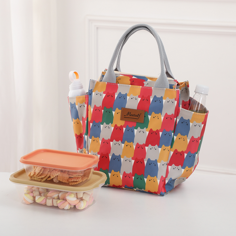 Pracownicy biurowi wychodzą z ryżową torbą na lunch termiczna torba bento modna torba płócienna torba do noszenia w ręku torba dla mamy: Złota