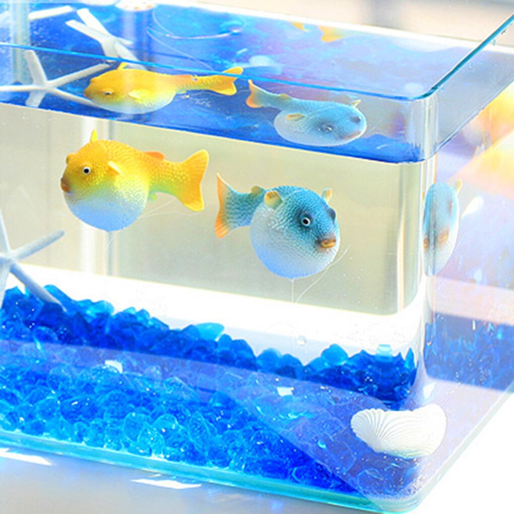 Landscaping Small Aquarium Puffer Fluorescent Simulation Puffer Fish Tank Decoration