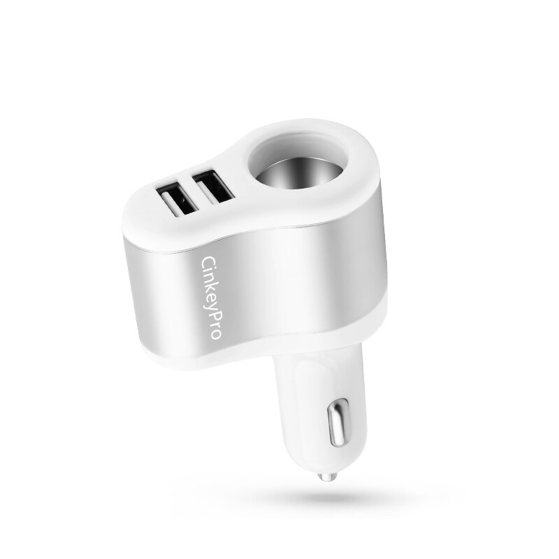 CinkeyPro Car Charger Cigarette Lighter 2-Ports USB Charger 2.1A Car-Charger Mobile Phone Universal For iPhone Samsung Charging: White 5