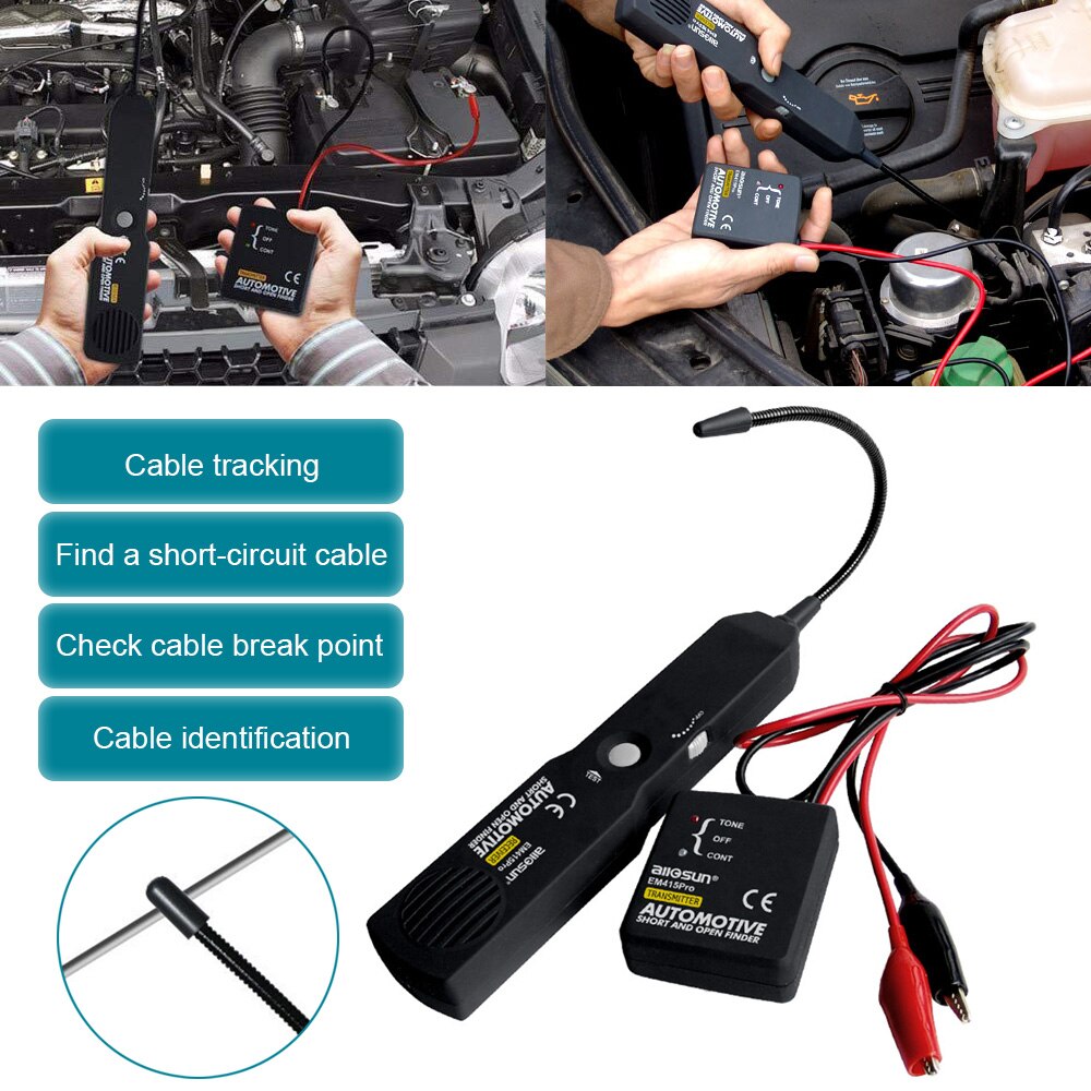 Automotive Wire Tracker Circuit Finder Tester Cable Wire Tracer for tone line test leads Car Wire Meter EM415pro: 1