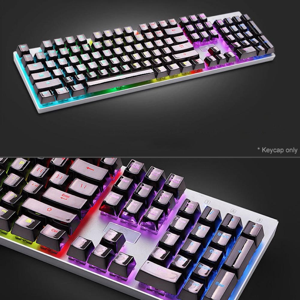 104 Keys Solid Color PBT Backlight Electroplated Metal Texture Mechanical Keyboard Keycaps Replacement Kit For Cherry MX 