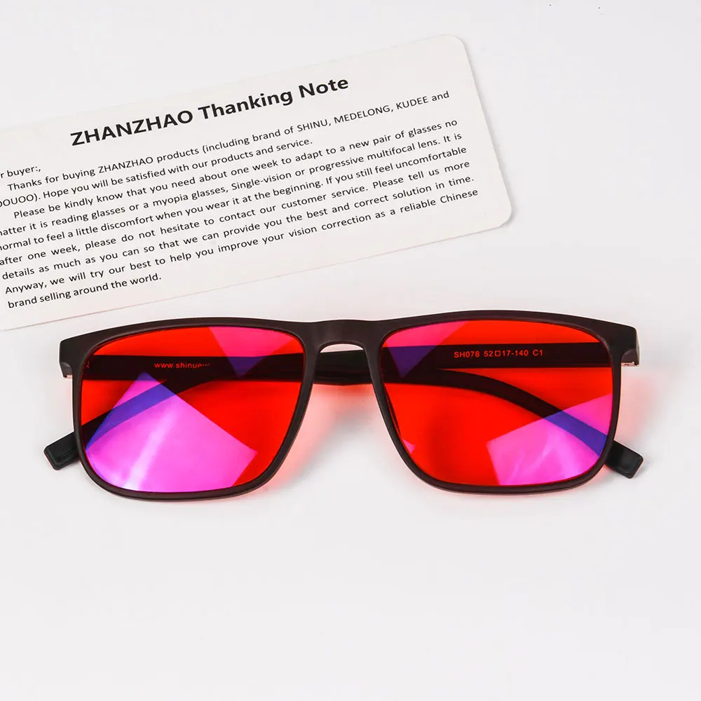 SHINU bon sommeil lumière bleue bloquant les lunettes hommes lentilles rouges Anti lumière verte éliminer la fatigue oculaire lunettes Bluelight