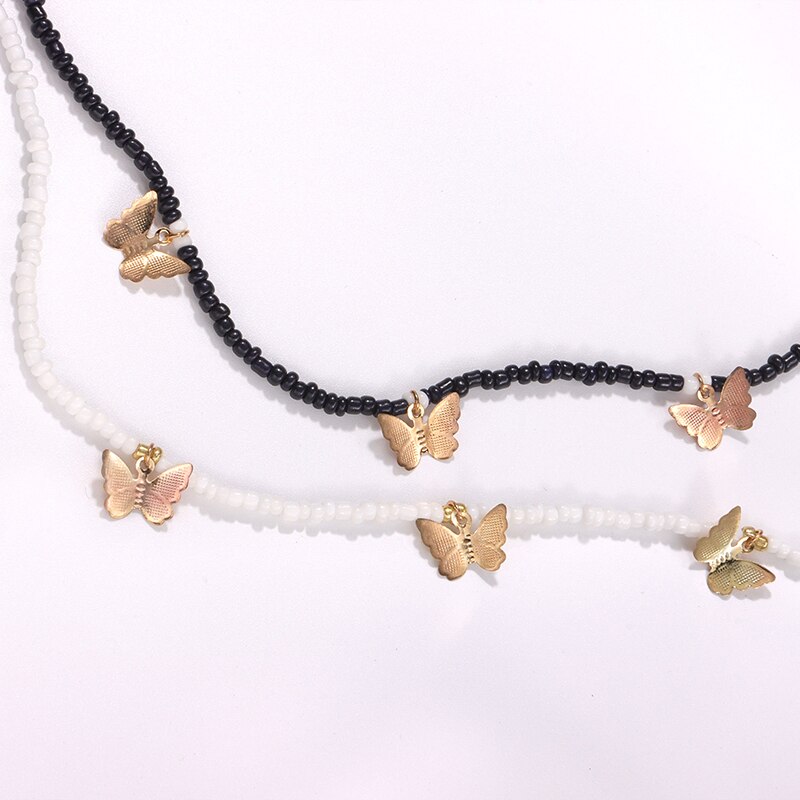 Boho-stijl kleine kralen vlinder hanger ketting voor vrouwen boho korte choker bedel boho ketting coole nek sieraden