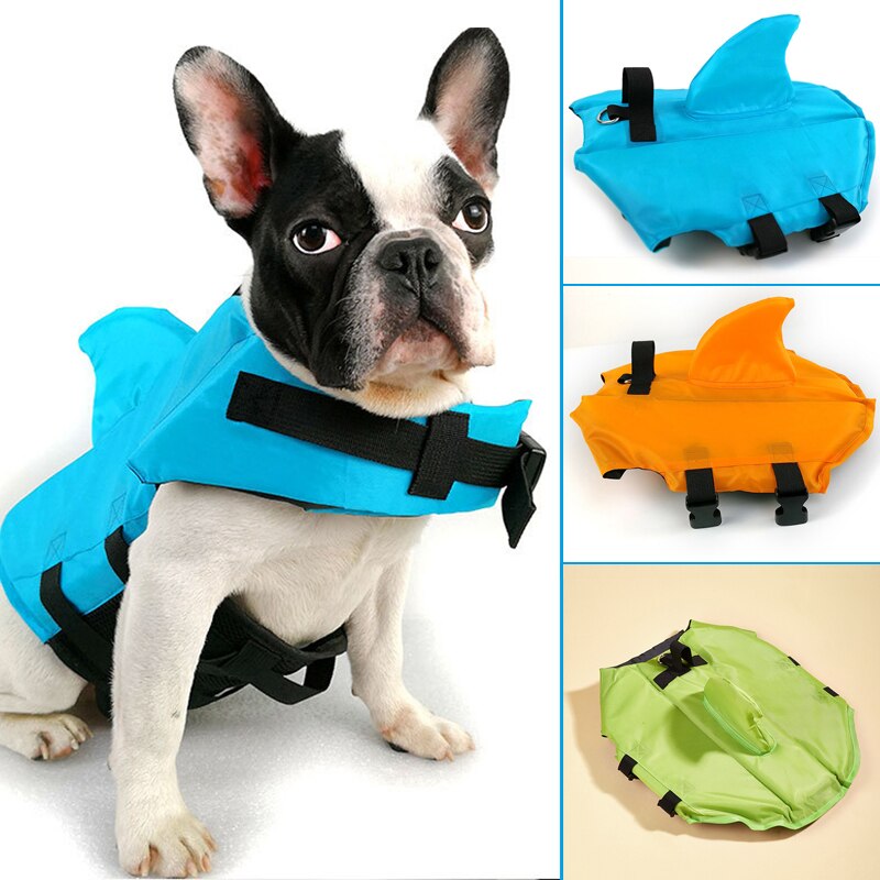 Dog Life Jackets Cute Shark Fin Swimsuit Preserver Flotation Vest For The Pool Beach Boating Dog Supplies Одежда Для Собак