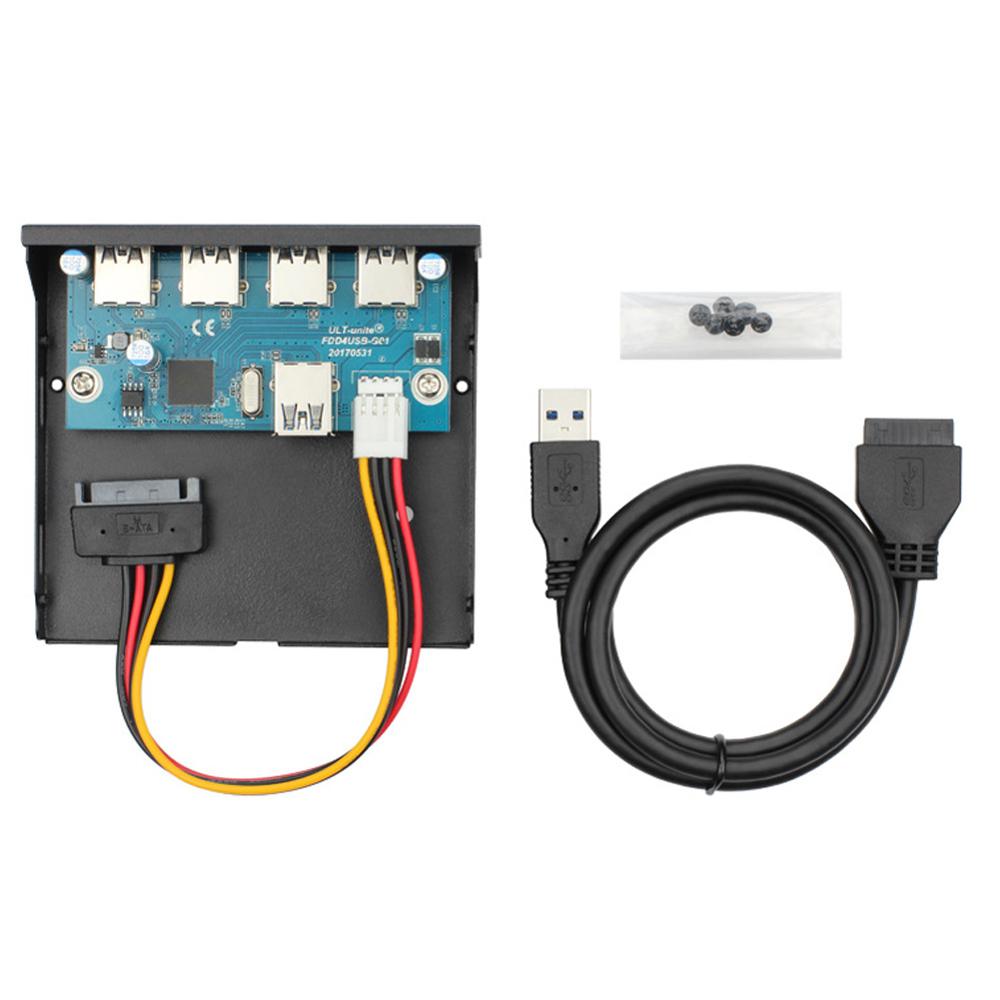 USB Metal Front Panel 20 Pin Connector USB Hub 3.0 4 Ports 3.5 inch For Desktop PC Accessries
