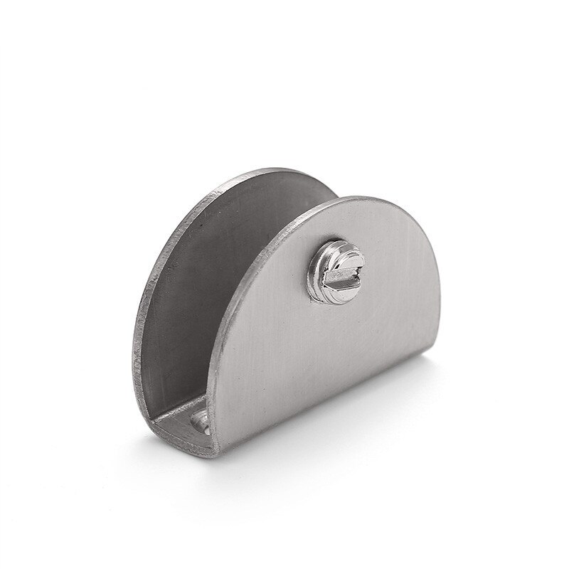 4pcs Aluminum Alloy Glass Clamp Half Round Support Corner Bracket Home Cupboard Wardrobe Glass Door Fixer Hardware Accessories