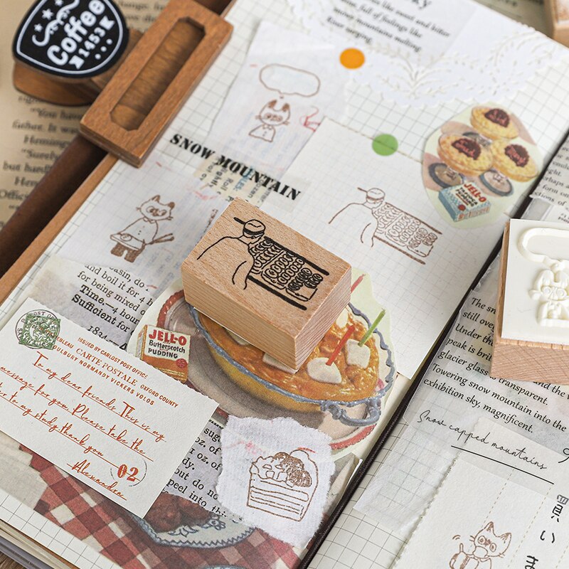 Gulee bakery Series Decoration stamp Cats wooden rubber stamps for scrapbooking stationery DIY craft standard seal