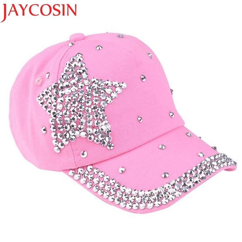 JAYCOSIN 5 Colors Children Kids Baseball Cap Rhinestone Star Shaped Boy Girls Snapback Hat Summer