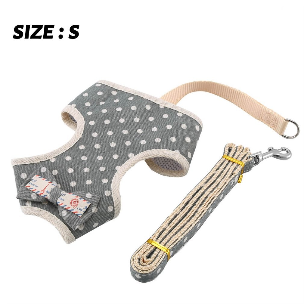 Pet Leash Bowknot Pet Chest Strap Vest Style Cat And Dog Leash Rope No Traction Dog Harness Breathable Mesh: Orange / M