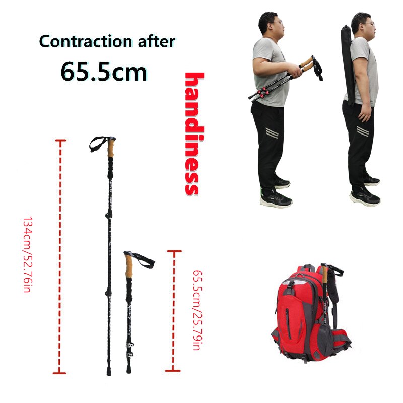 Hiking Rod Pack Adjustable Carbon Walking Walking Stick Cane - Rugged Lightweight Hiking Cane With Accessory Telescopic Stick