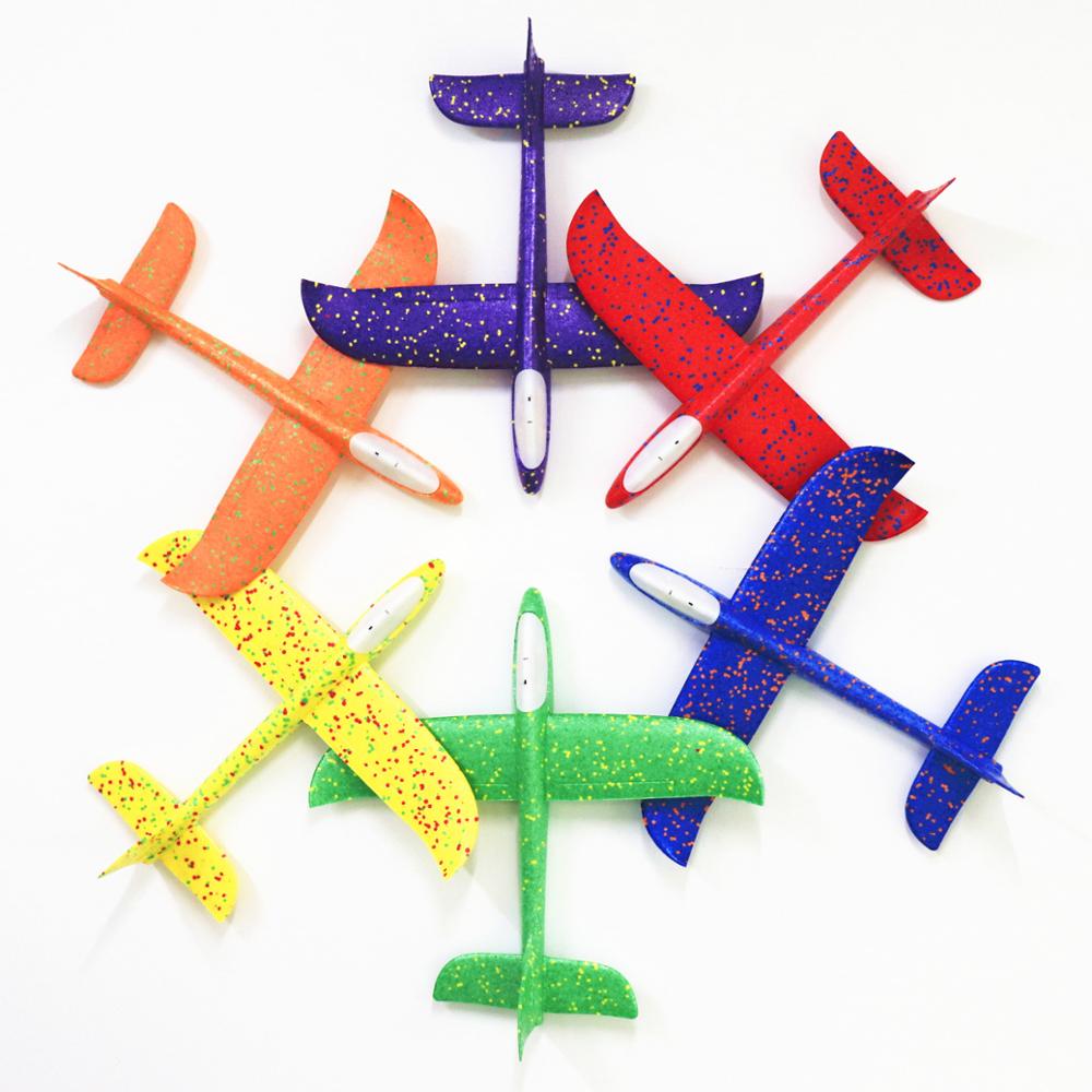 Foam Hand Throwing LED Airplanes toy, 48cm LED Flight Mode Glider Inertia Planes Model,Aircraft Planes for Kids Outdoor Sport