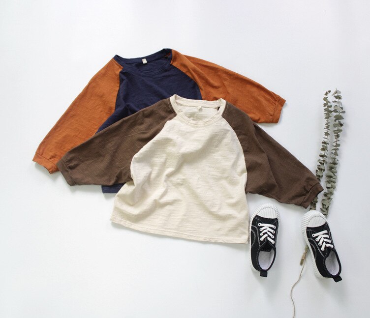 Herfst Kinderen Tees Koreaanse Stijl Raglanmouwen Patchwork Baby Jongens Losse T-shirts Peuters Kids Tops