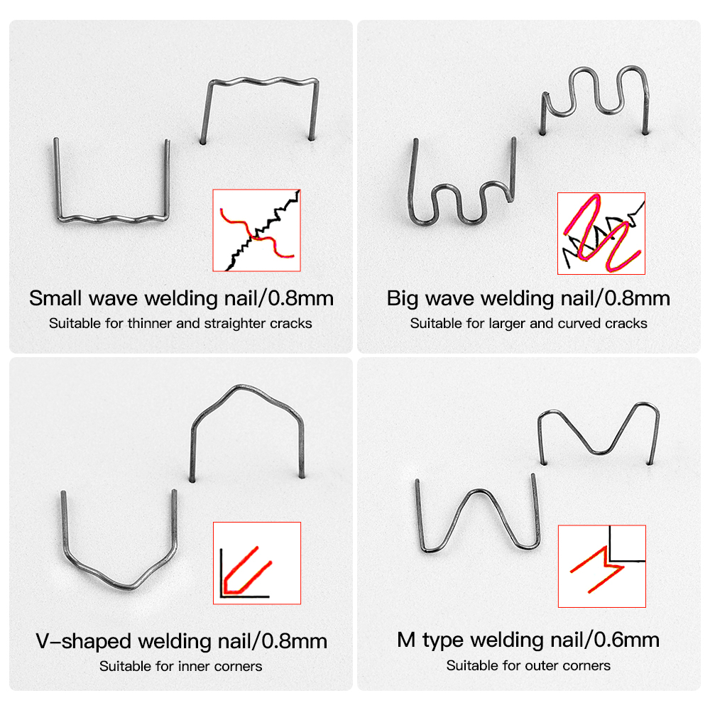 500/100 stk sveisestiftemaskin bil plastreparasjon standard pre cut wave stifter støtfanger karosseri reparasjoner maskin alle biler