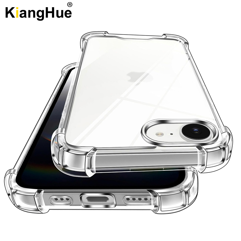 Carcasă spate rezistentă la șocuri pentru iphone 17 air 16e 16 15 14 13 pro max plus mini, silicon transparent, hibrid, din silicon dur și moale