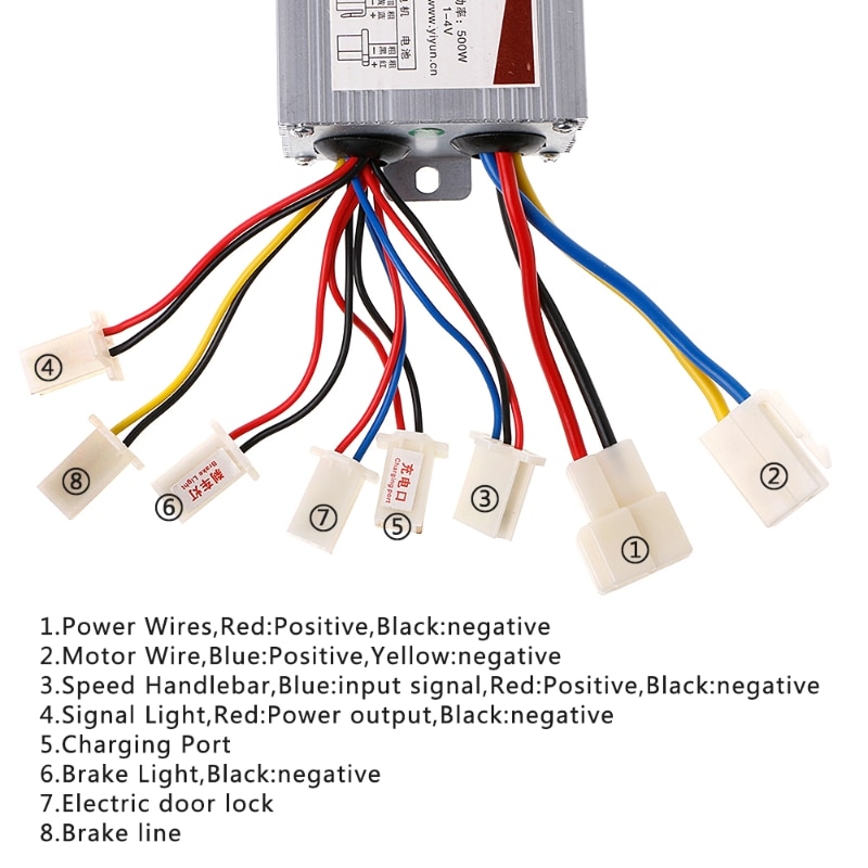 Controlador de velocidad de Motor 30A DC 24V 500W para bicicleta patinete eléctrico #0604