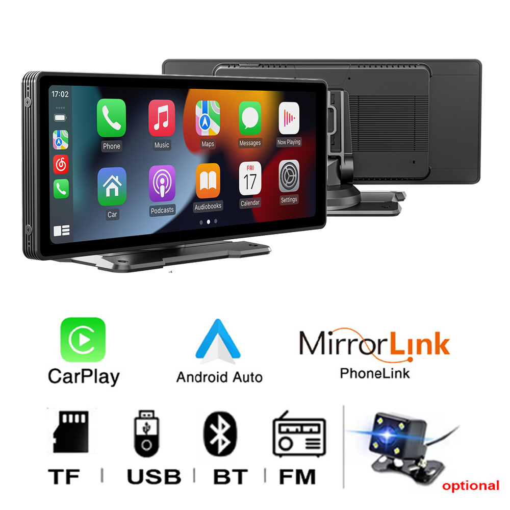 10.26- inch multimediaspeler met scherm, wifi, video, carplay, android auto, mirrorlink, parkeerhulp en achteruitrijcamera voor ios- en android-telefoons