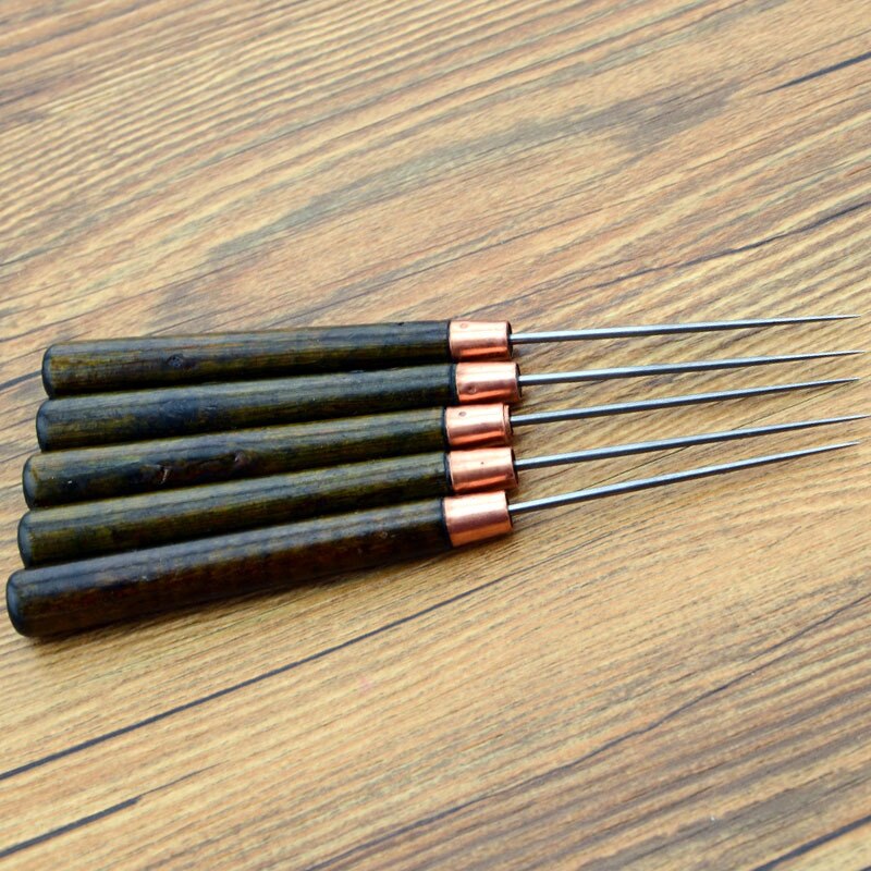 Durable Leather Wood Handle Awl Tools For Leather craft Stitching Sewing Accessories Fast