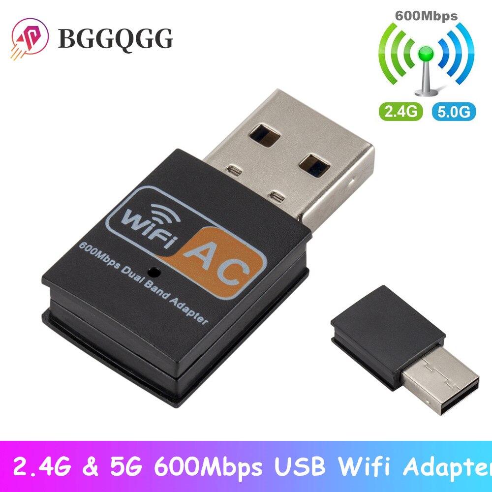 Adattatore WiFi Wireless USB Mini ricevitore scheda di rete per Computer Wireless 2.4GHz 5GHz 600Mbps Antenna WiFi Dual Band 802.11b/n/g/ac: Default Title