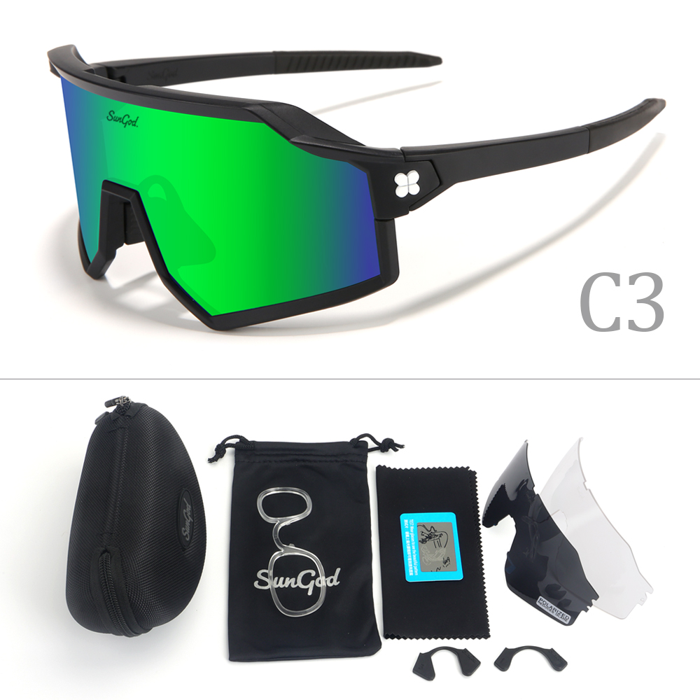 SunGod Cycling Glasses UV400 Man Mountain Bike Glasses Bicycle Fishing Sports Sunglasses Polarized Cycling Sunglasses Eyewear: Red