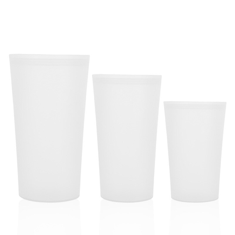 3 stücke Küche Kühlschrank Snack Lager Kasten Suppe Milch Leck Beweis Container Aufstehen Frische Tasche wiederverwendbar Silikon Lebensmittel Lagerung Kasten Taschen: 3 Weiß Tassen