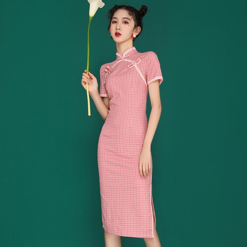 Zomermeisjes cheongsamjurk voor vrouwen, traditioneel dagelijks modern, slank chinees, retro qipao hanfu-jurkje: Xl