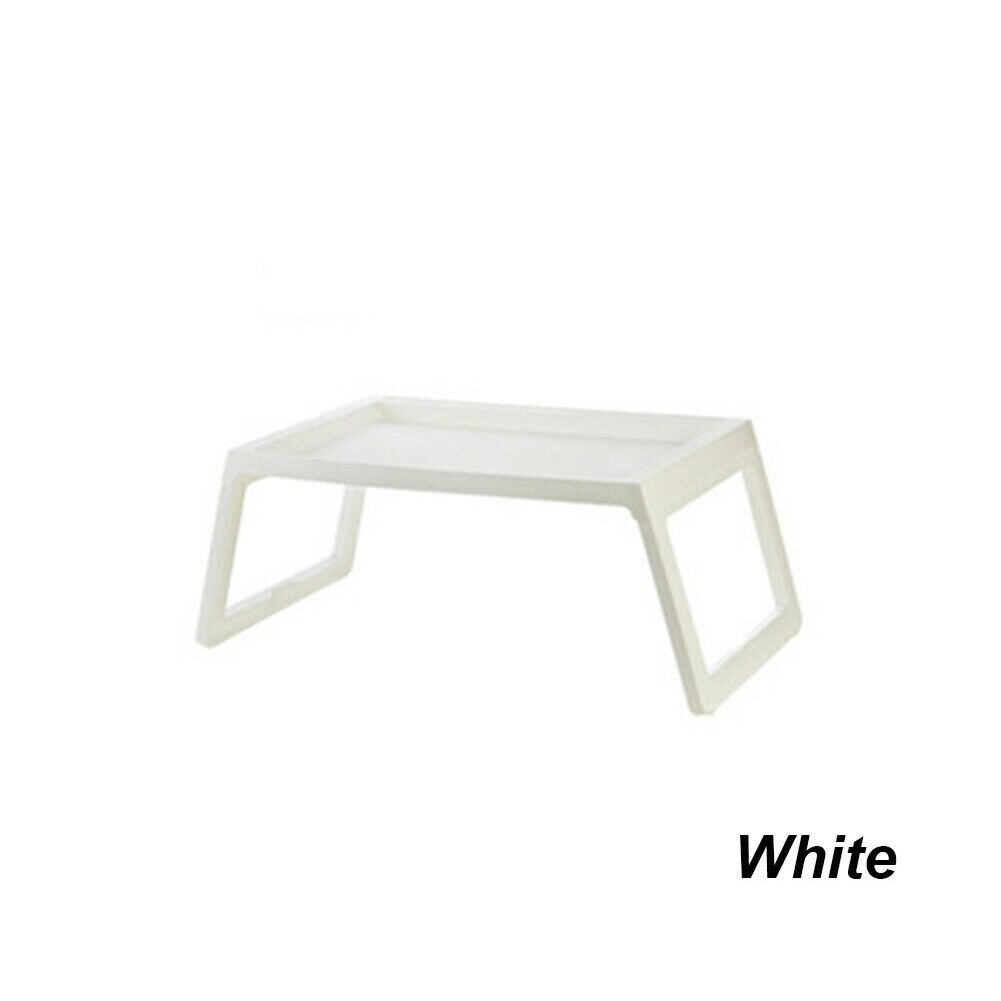 Portable laptop desk, folding bed tray stand breakfast table home dorm room: White