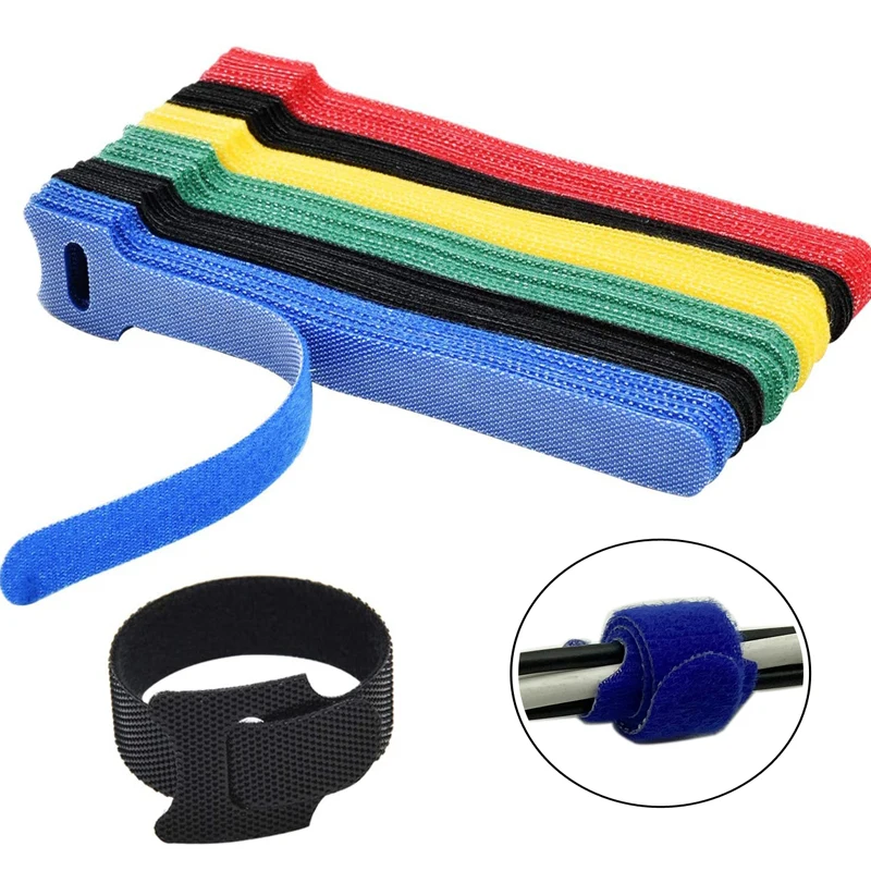 20 Stuks 15/20 Cm Herbruikbare Nylon T-Vormige Klittenband CableTie Zelfklevende Kabelbinder Fastener Tape voor Kabel Management Tape