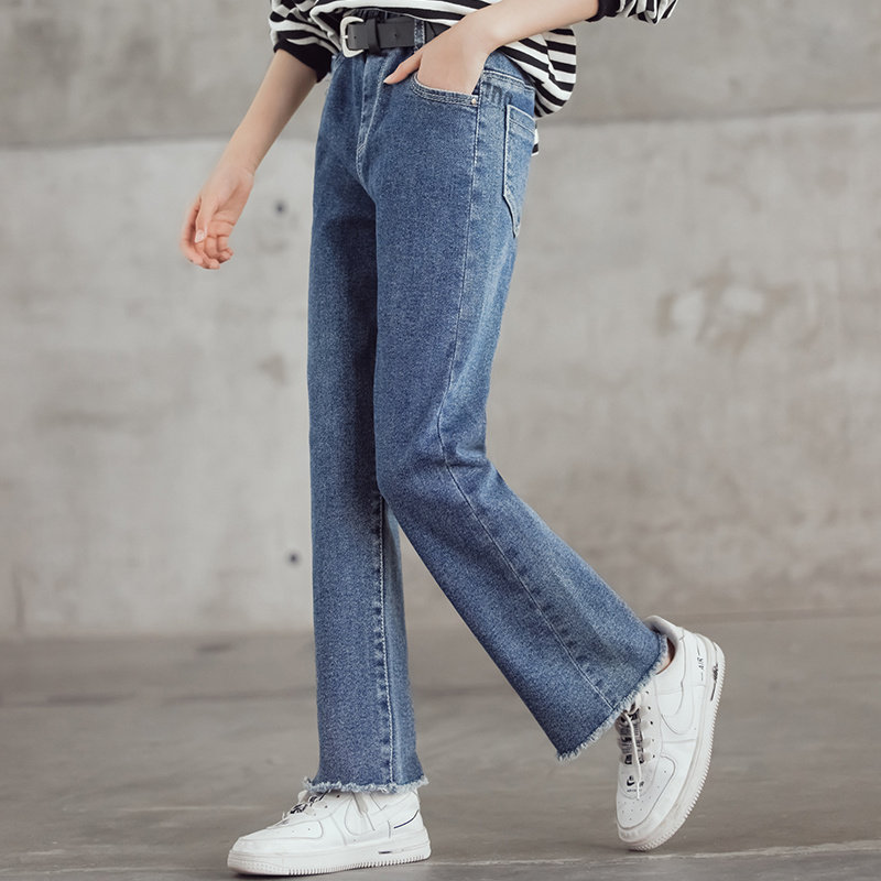 Pantalones vaqueros para chicas adolescentes, ropa de calle a la para niños de 4 a 14 años, Color sólido, para primavera y otoño