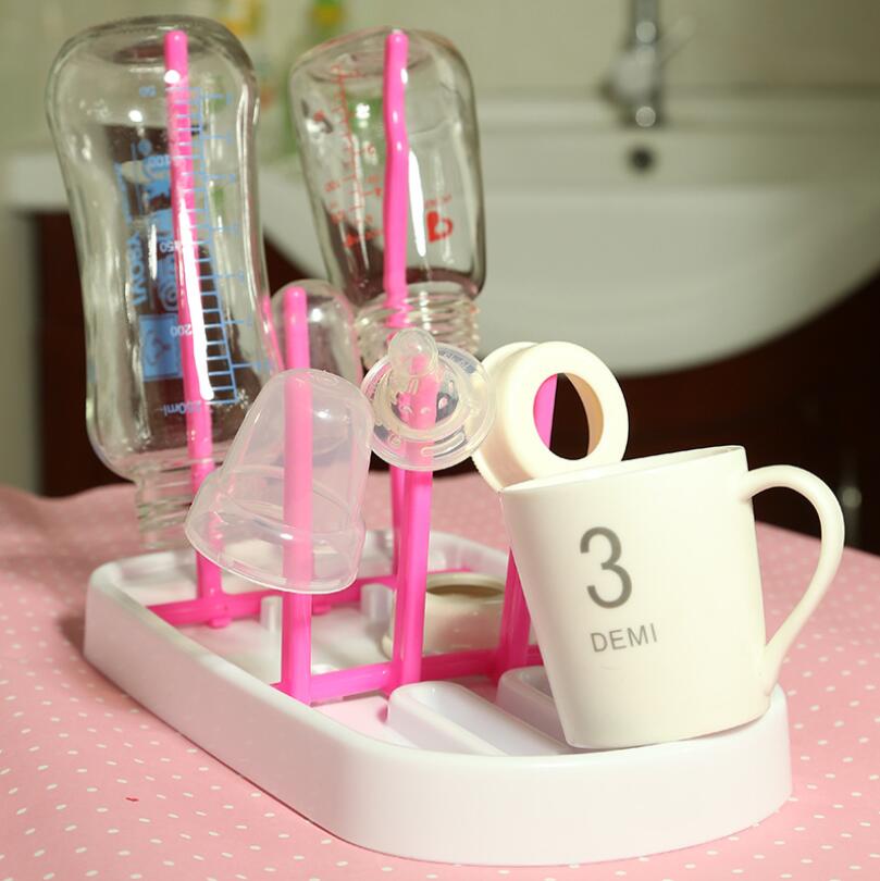 Baby Bottle Drying Rack Baby Bottle Cleaning Dryer Drainer Storage Rack Tree Shape Rack For Babies Bottles: rose red