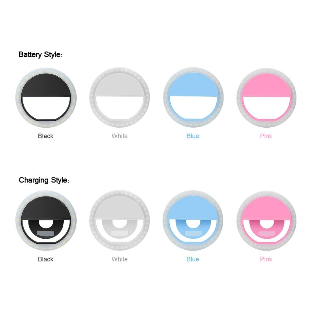 Led selfie ring nyhed lys ring klip til mobiltelefon fotolampe anel de luz para cellulær baggrundsbelysning til telefon
