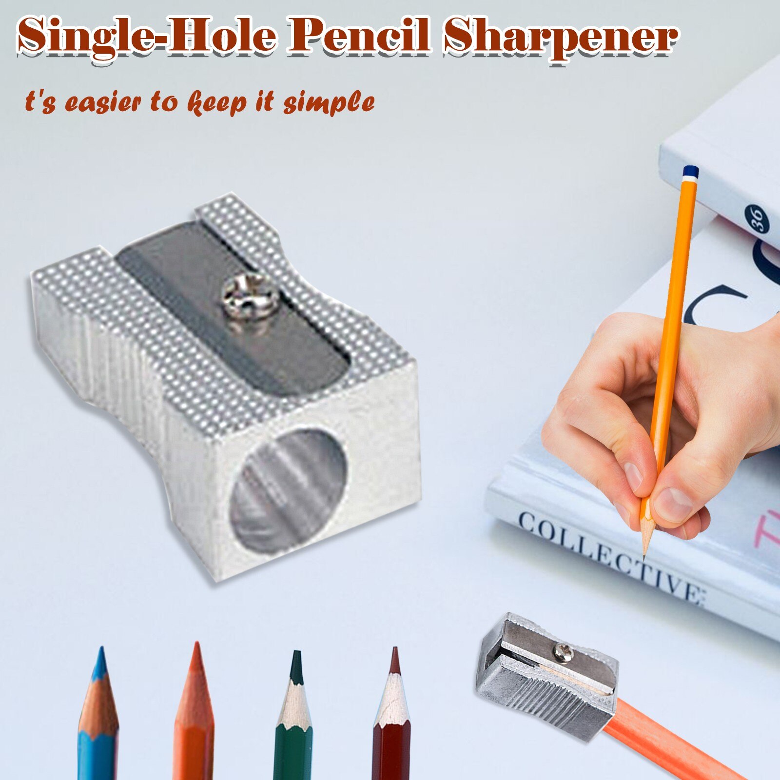 2PCS Single-hole Metal Aluminum Alloy Pencil Sharpener DIY Kid Die-Cut Machines For Families/Schools And Offices