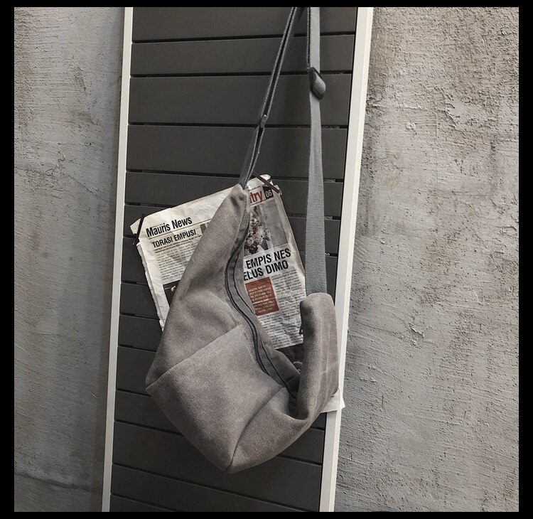 Novo design original moda saco de telefone peito bolsa de ombro & lona grande capacidade crossbody saco largura 54cm altura 27cm: CINZA