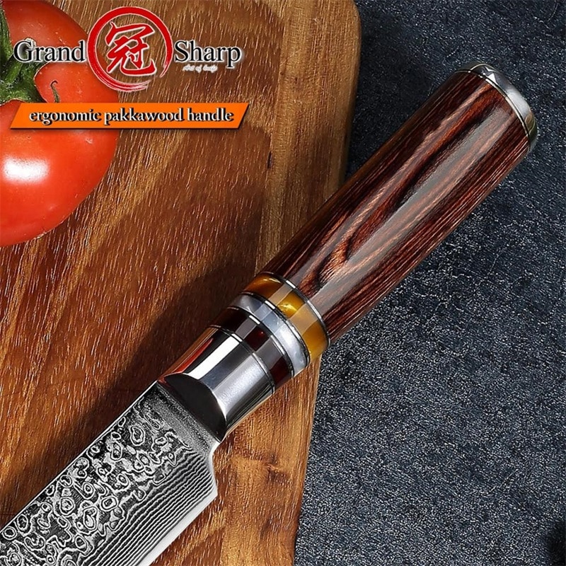 Grandsharp 8&#39;&#39; Slicing Knife Chef&#39;s Knife Damascus Knives 67 Layers Japanese Kitchen Knife VG10 Steel Meat Fish Salmon Sashimi