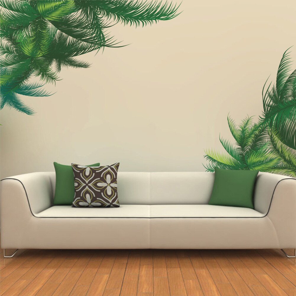 green leaves bedroom living room wall sticker waterproof removable