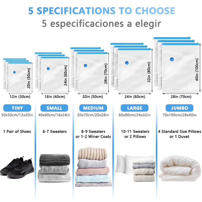 Sacchetto sottovuoto per vestiti, sacchetto sottovuoto con pompa, elementi essenziali per il viaggio, sacchetti salvaspazio per trapani, coperte, organizer per riporre oggetti