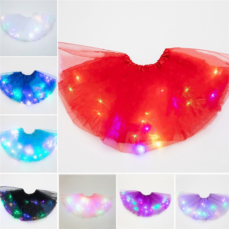 8 Kleuren Gloeiende Led Meisjes Tutu Rokken Pure Verse En Zoete Plooirok Party