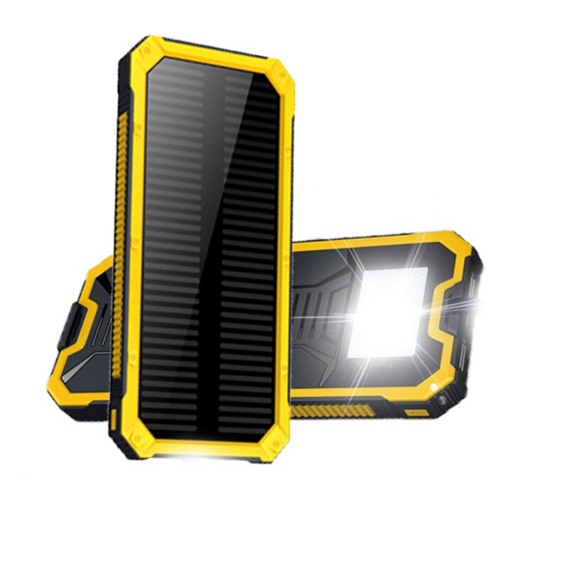 Solar Tragbare Wasserdichte Tragbare Power Bank 10000 MAh für Alle Smart Handy Akku Power Schnelle Lade Externe Batterie LED: Gelb