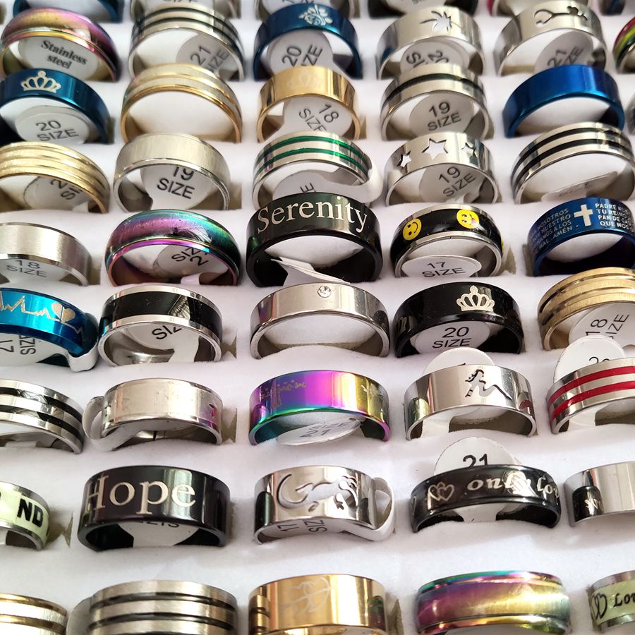 25 Stuks Mix Veel Mannen Ring Rvs Ringen Voor Vrouwen Homme Femme Bague Anillo De Moda Partij Sieraden