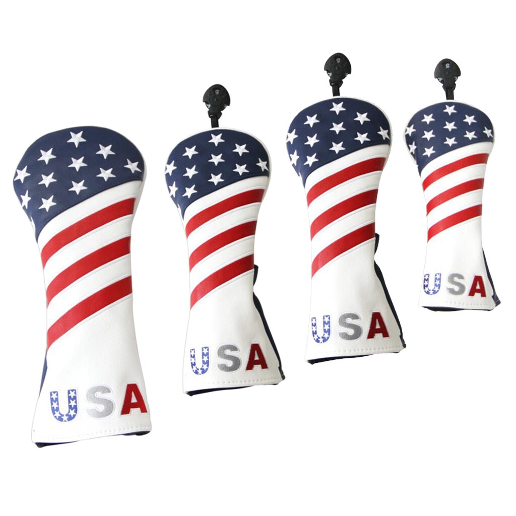 4 stuks/set nr. . 1, 3, 5,  ut golf headcover 460cc driver houten headcover pu leer met verwisselbaar nummerplaatje