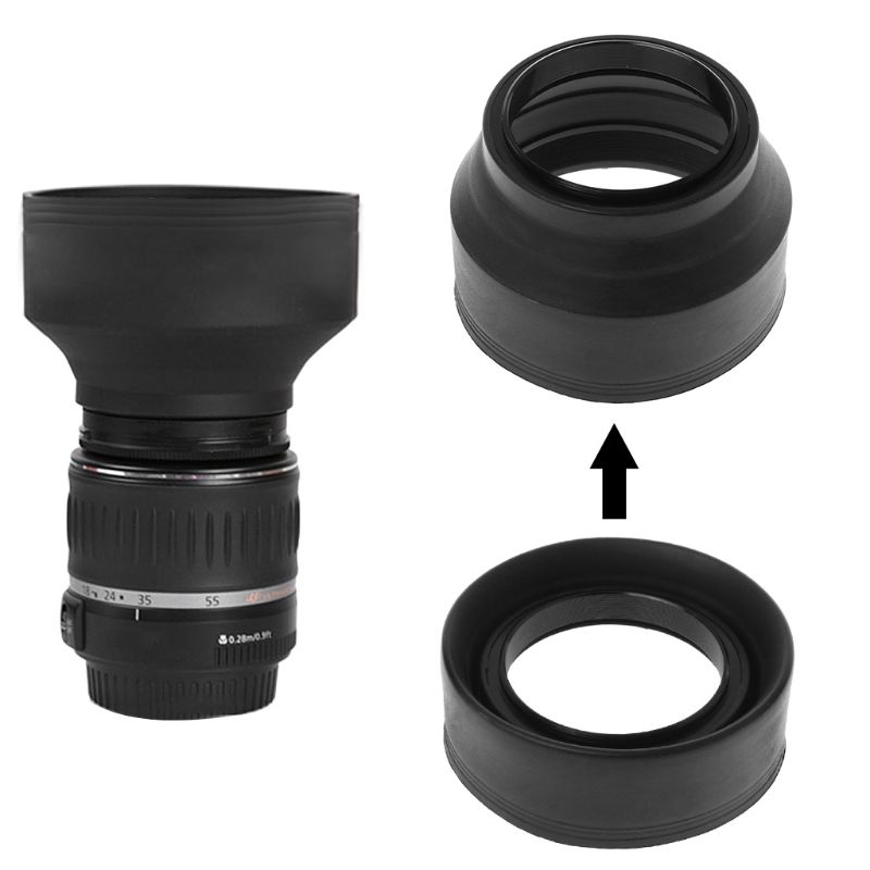 Zonnekap Rubber Inklapbare Groothoek 3 Stage 49Mm Camera Accessoires Vervanging Deel