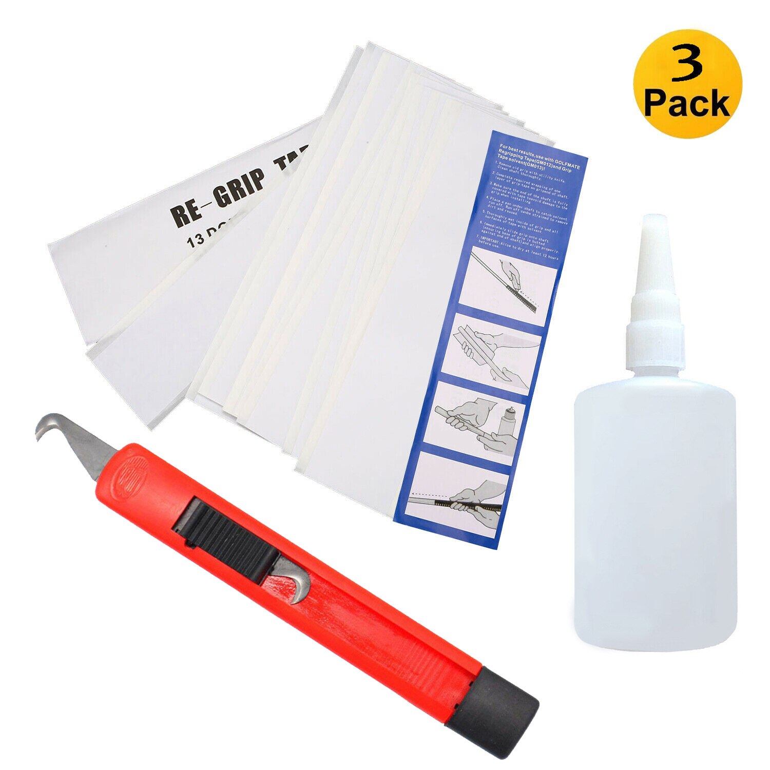 Sport Kit Golf Club Repair Tools Irons Putters Grip Tape Hook Blade Rubber Vise Clamp Remover Golfing Set: B 3pcs