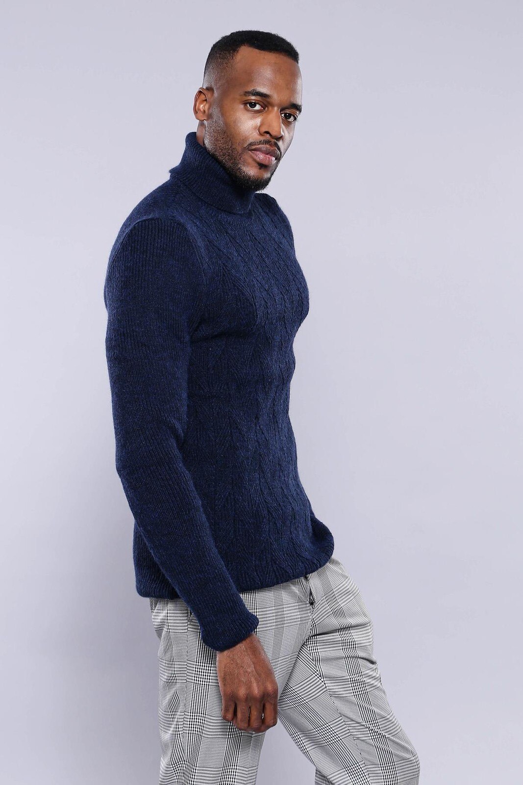 Camisola de malha marinha de gola alta wessi